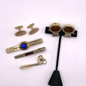Vintage Signed Lot Tie Bars Cufflinks Hickok Dante LaMode Anson